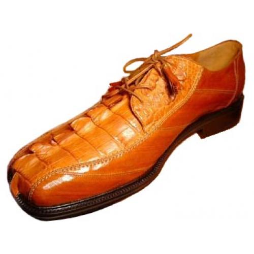 Romano "Lucas" Cognac Genuine Crocodile Tail/Eel  Shoes